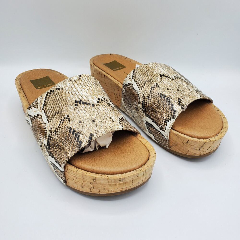 Dolce Vita Court Slip Platform Sandal Desert Snake Print Stella Strap Shoe 8.5